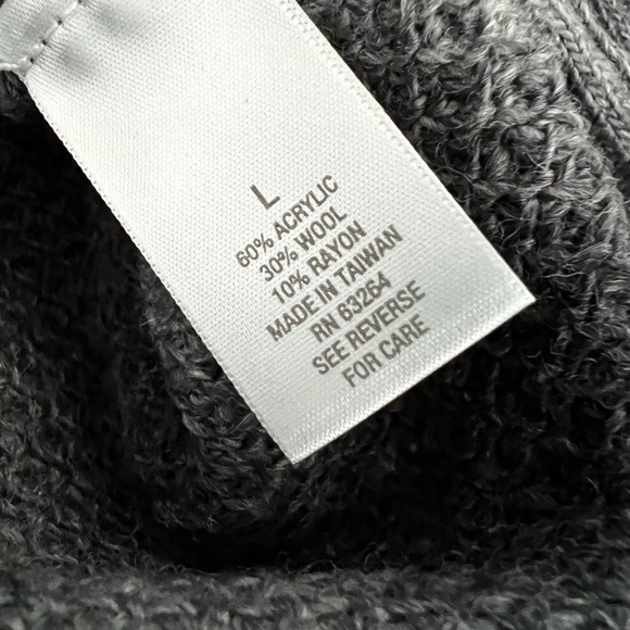 Dressbarn Wool Blend gray charcoal knit sweater turtleneck pullover kimono style - Picture 7 of 8